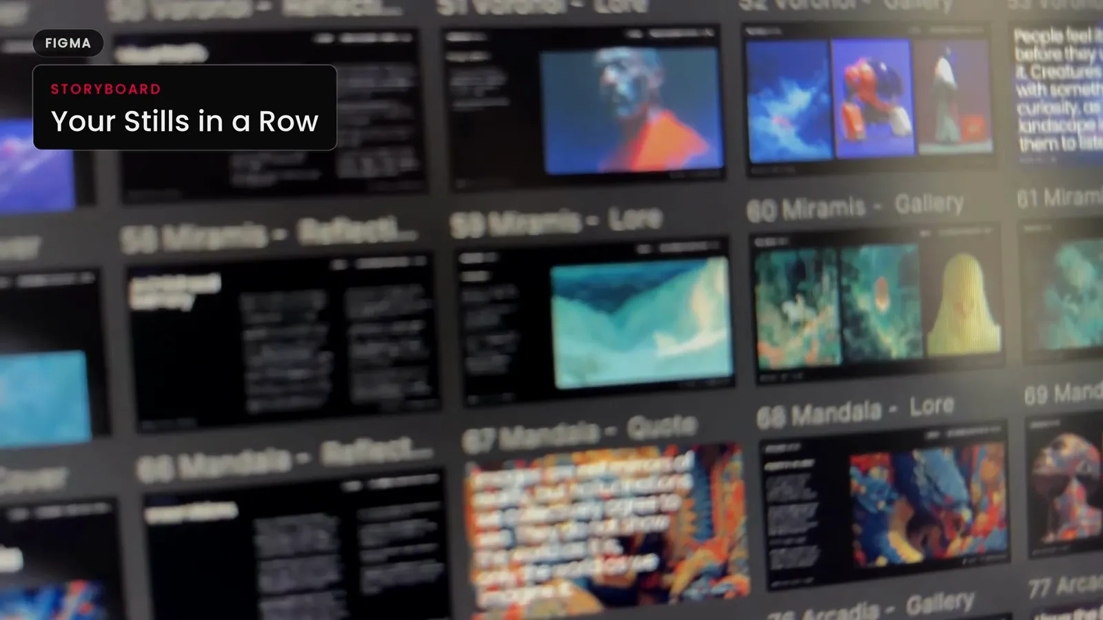 The storyboard: your stills in a row.